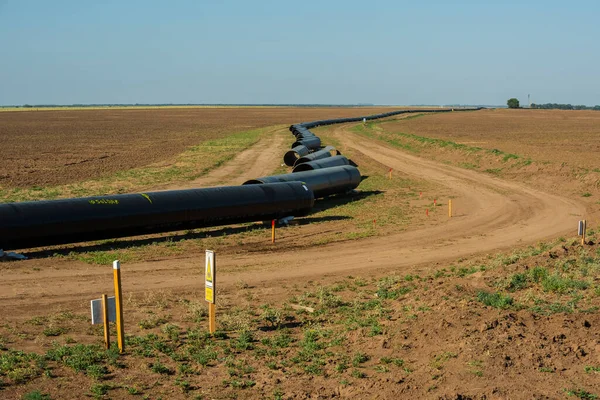 Gas Pipeline Construction Nestor Kirchner Pampa Province Patagonia Argentina — Stockfoto