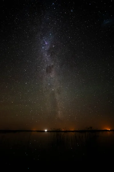 Céu Estrelado Refletido Água Província Pampa Patagônia Argentina — Fotografia de Stock