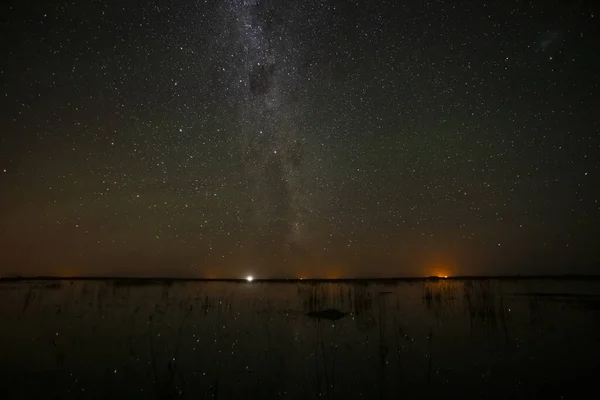 Céu Estrelado Refletido Água Província Pampa Patagônia Argentina — Fotografia de Stock