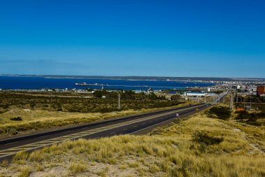 Puerto Madryn City, entrance portal to the Peninsula Valdes natural reserve, World Heritage Site, Patagonia, Argentina. clipart
