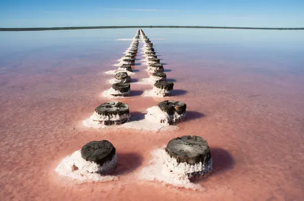 stock image Historical remains of old salt exploitation, Salinas Grande, La Pampa, Argentina.