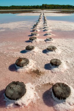 Historical remains of old salt exploitation, Salinas Grande, La Pampa, Argentina. clipart