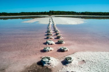 Historical remains of old salt exploitation, Salinas Grande, La Pampa, Argentina. clipart