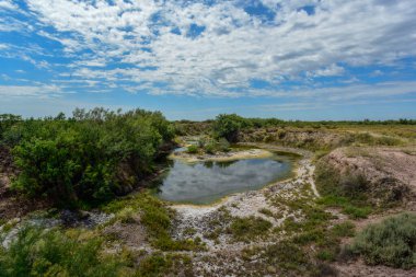 Salado Nehri 'ndeki köprü ya da Chadileuvu Nehri, La Reforma şehri, La Pampa Eyaleti, Arjantin