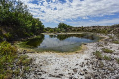 Salado Nehri 'ndeki köprü ya da Chadileuvu Nehri, La Reforma şehri, La Pampa Eyaleti, Arjantin
