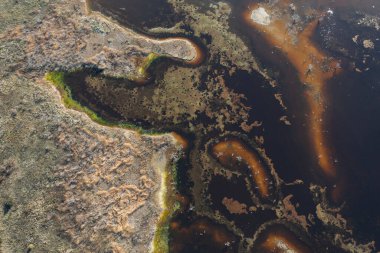 Pampas Lagoon hava manzarası, La Pampa Eyaleti, Patagonya, Arjantin.