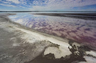 Saline Lake im La Pampa Eyaleti, Salinas Grandes de Hidalgo, La Pampa, Arjantin.