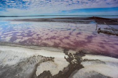 Saline Lake im La Pampa Eyaleti, Salinas Grandes de Hidalgo, La Pampa, Arjantin.