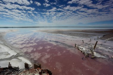 Saline Lake im La Pampa Eyaleti, Salinas Grandes de Hidalgo, La Pampa, Arjantin.