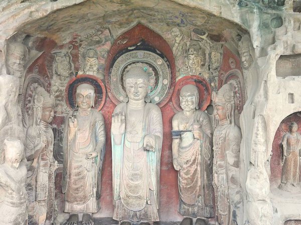 Ancient Buddha statues found inside caves by the side of the mountain sides 
