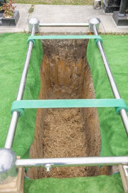 Tabut tabutu için mezarlığa bir defin töreni.