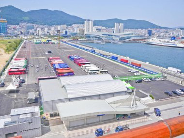Busan, South Korea, 1st of Jan 2025, Busan port terminal is the largest port in South Korea, located in the city of Busan, South Korea