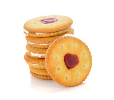 izole üzerinde beyaz arka plan ile meyve çerezleri jam