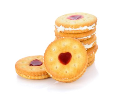 izole üzerinde beyaz arka plan ile meyve çerezleri jam