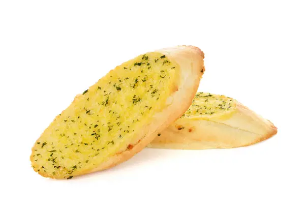sarımsaklı ekmek beyaz bir arka plana dayanır