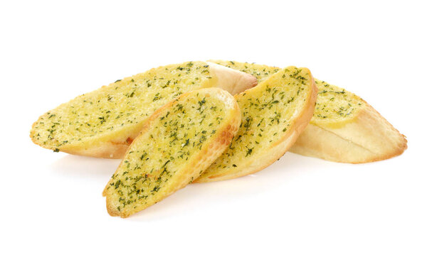 garlic breads on white background