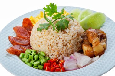 Pirinç karışık karides ile yapıştırın - Tay geleneksel gıda