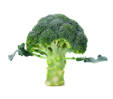 Beyaz arkaplanda izole edilmiş taze brokoli