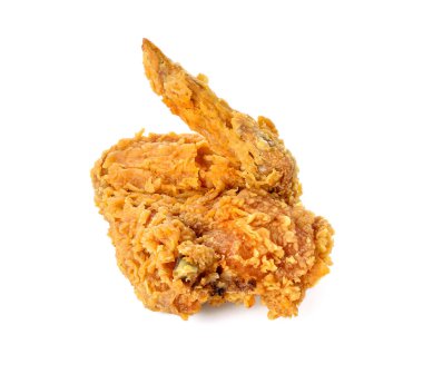 Beyaz arka planda izole edilmiş kızarmış tavuk.