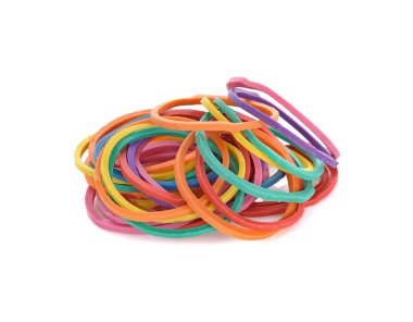 Renkli lastik bant beyazda izole edilmiş..