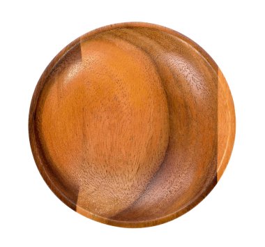 Boş ahşap kase beyaz arkaplanda izole