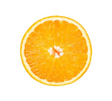 Turuncu dilim beyaz arka planda izole edilir. en üstteki görünüm