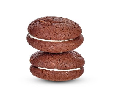 Beyaz zemin üzerine çikolata whoopie pasta