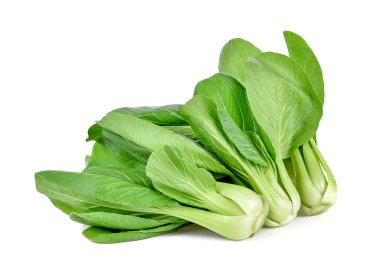 Beyaz arkaplanda bok choy sebzesi