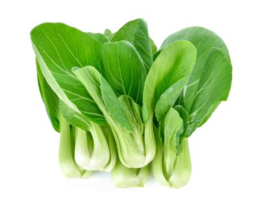 Bok choy (Çin lahanası) beyaz üzerine izole edilmiş. en üstteki görünüm