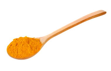 Tahta kaşık şeffaf png üzerinde zerdeçal (Curcuma) tozu