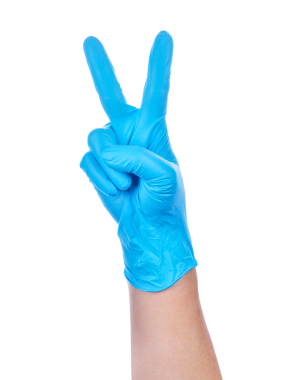 Mavi lateks eldiven giyen bir sıhhiye şeffaf png