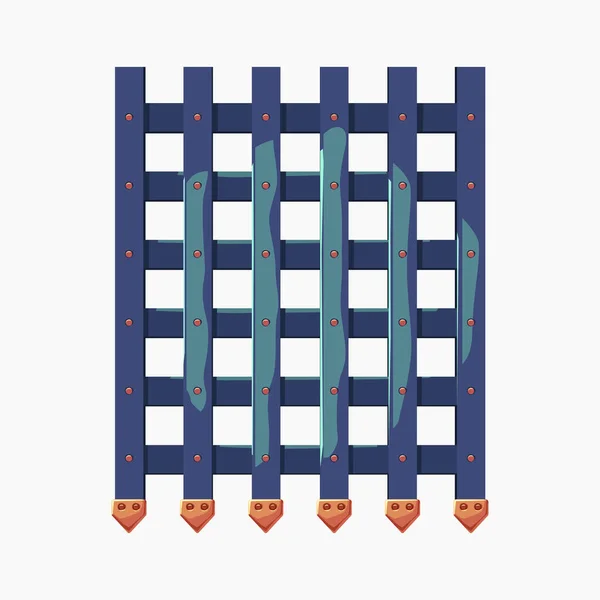 Illustration Der Blauen Farbe Burgtor Gitter Frontansicht Isoliert Auf Weißem — Stockvektor