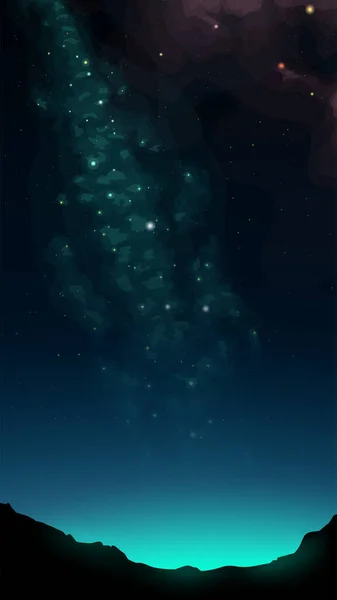 Illustration Einer Nachtansicht Auf Eine Weit Bunte Helle Galaxie Dunklen — Stockvektor