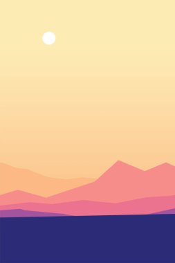 illustration of calm colorful mountains landscape in layer simple design