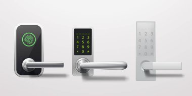 illustration of the different door locks in modern realistic design isolated with soft shadow