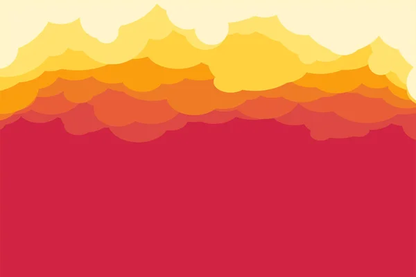 Illustration Orange Color Cartoon Clouds Red Backdrop — Vetor de Stock