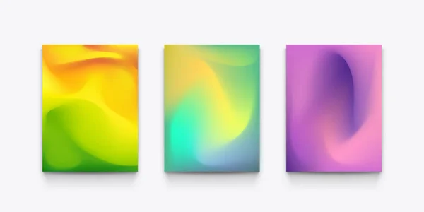 Illustration Set Abstract Flow Waves Colorful Background Meshing Various Colors — Stockvektor