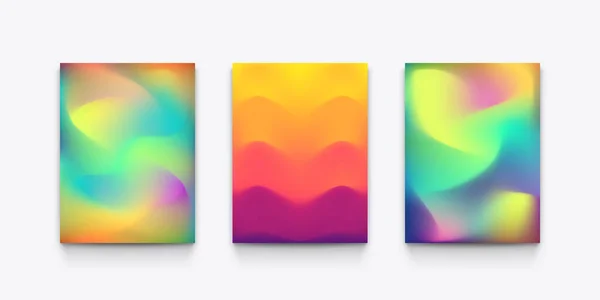 Illustration Set Abstract Flow Waves Colorful Background Meshing Lot Different — Stockvektor