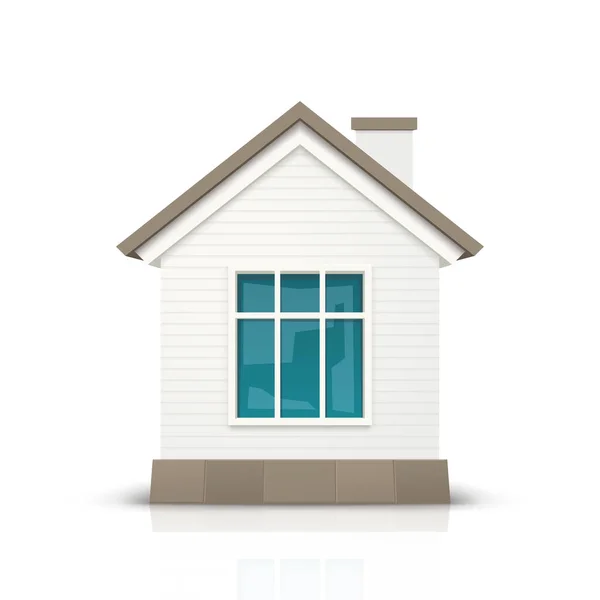 Ilustrace Jednoho Malého Domu Přední Pohled Realistickém Designu Izolované Bílém — Stockový vektor