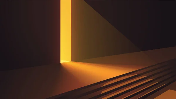 Illustration Huge Entrance Light Beam Dark Hall — Stock Vector
