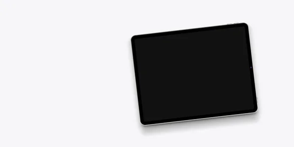 Illustration Des Modernen Tablets Mit Dunklem Bildschirm Auf Weißem Hintergrund — Stockvektor