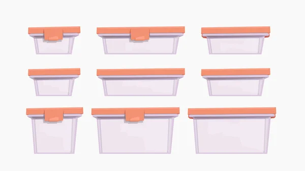 Ilustração Recipientes Plástico Transparente Para Alimentos Conjunto Isolado Fundo Branco —  Vetores de Stock