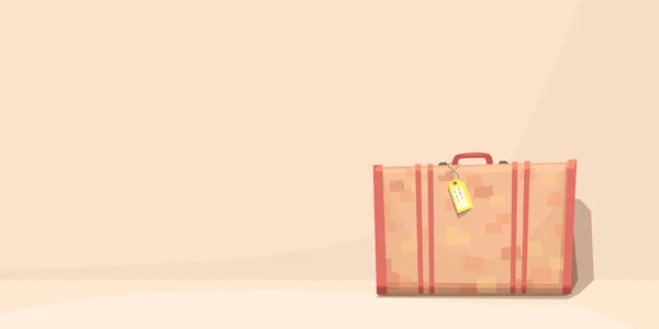 Illustration Valise Vintage Cuir Ancienne Mur Avec Ombre Dans Style — Image vectorielle