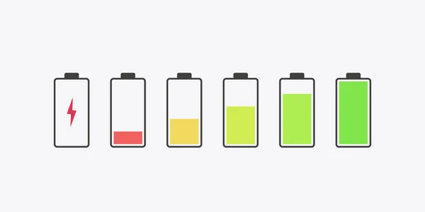 Illustration Transparent Battery Icon Charge Stages Set White Backdrop — Stock Vector