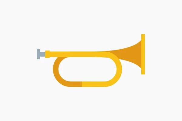 Beyaz Zemin Üzerinde Izole Edilmiş Sarı Renkli Karikatür Trompet Yan — Stok Vektör