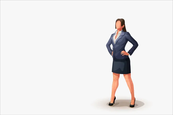Illustration Einer Kaukasischen Geschäftsfrau Selbstbewusster Pose Vor Weißem Hintergrund Mit — Stockvektor