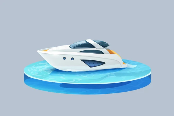 Ilustrace Bílé Barvy Moderní Luxusní Motorová Jachta Vodě Izolované Jasném — Stockový vektor