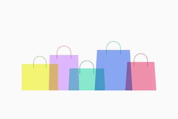 Illustration Colorful Shopping Paper Bags Multiply Color Group Simple Flat — Stock Vector