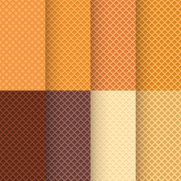 Illustration Von Waffeltexturen Unterschiedlicher Farbe Nahtlose Mustergestaltung Set — Stockvektor