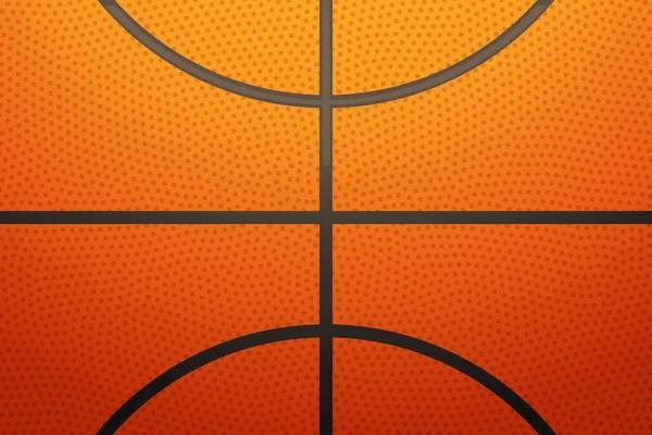 Illustration Realistic Orange Basketball Ball Texture Black Lines Close View — Stock Vector
